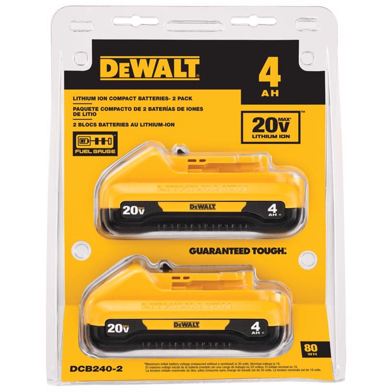 DW 20V MAX DCB240-2 4 Ah Lithium-Ion Compact Battery Combo Pack 2 pc