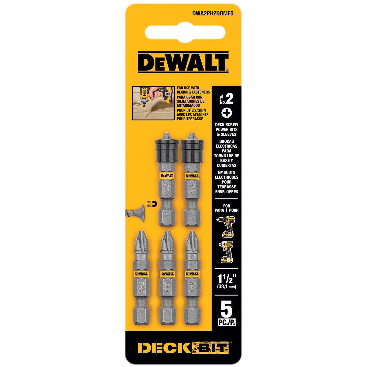 DW Max Fit Phillips #2 X 1.5 in. L Screwdriver Bit Set Steel 5 pk