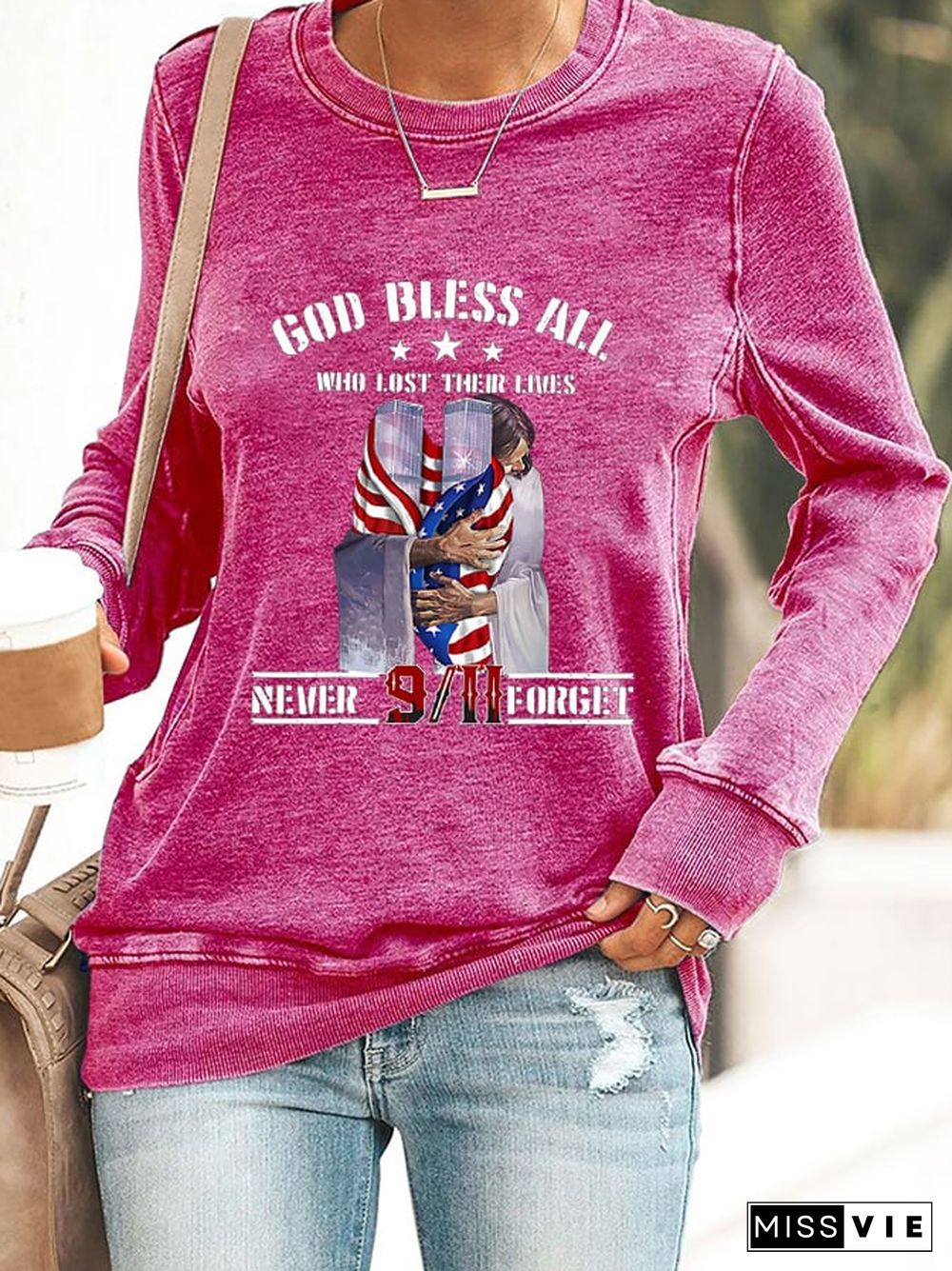 Women'S Casual God Bless All Who Lost Their Lives Never Forget 9.11 - Perfect Long-Sleeved Sweatshirt