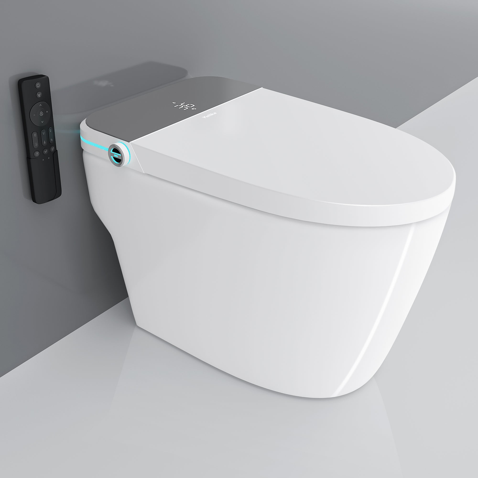 Yulika Smart Toilet, One piece Auto Open/Close Lid Toilet with Auto-Flush, Adjustable Heated Seat,Warm Water and Dry,No water pressure limitation tank