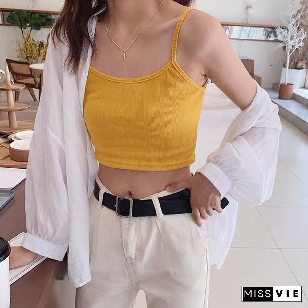 New Fashion Women Sexy Solid Summer Camis Crop Top Female Casual Tank Tops Vest Sleeveless Cool Streetwear Club High Street