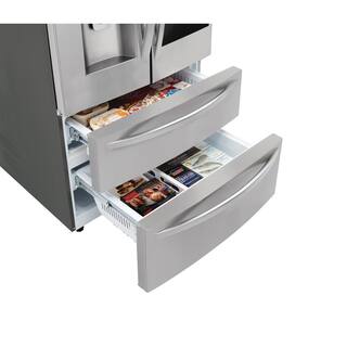 LG 28 cu. ft. 4-Door Smart Refrigerator w InstaView Door-in-Door and Door Cooling in PrintProof Stainless Steel LMXS28596S