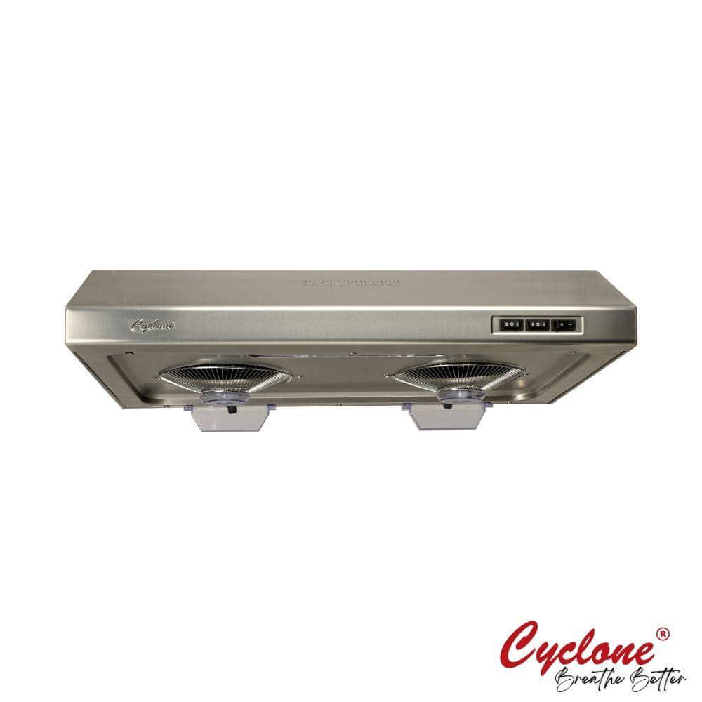 Cyclone 30 in Classic Collection 680 CFM Dual Opening Under Cabinet Range Hood in Stainless Steel