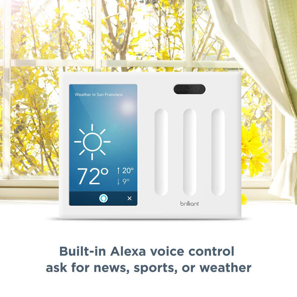 Brilliant Smart Home Control 3-Switch Panel -Alexa Google Assistant Apple Homekit Ring Sonos and More BHA120US-WH3