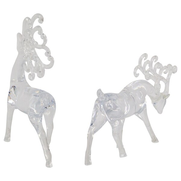 Set of 2 Clear Standing Reindeer Christmas Figurines 9.25Inch