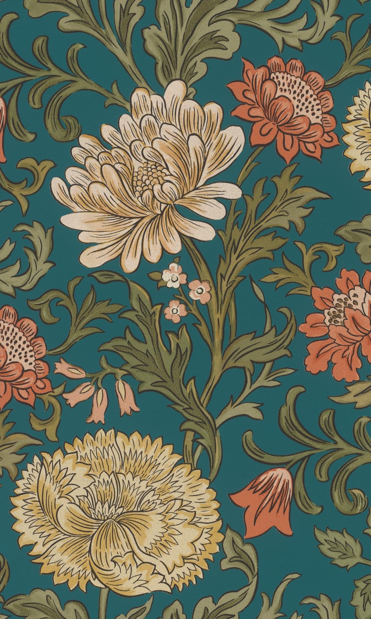 Bold Leaves and Flowers Multi Botanical Wallpaper