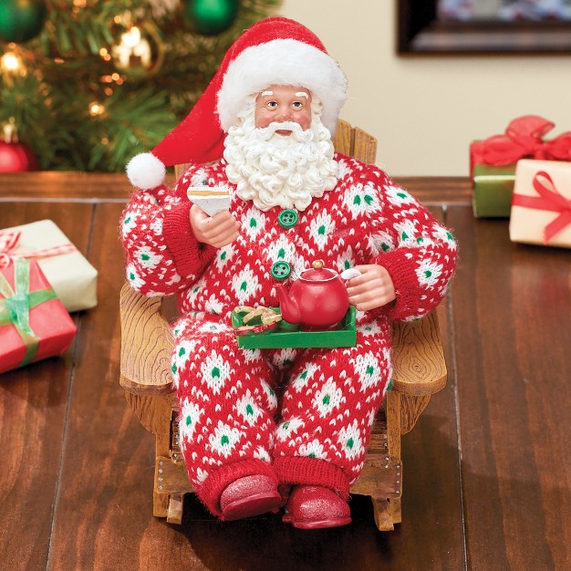 Collections Etc Recliner Santa In Jammies Christmas Figurine 5 75 X 9 5 X 7