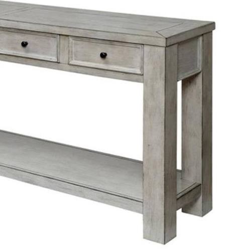 Sofa Table Antique White Rustic Solid wood Storage...