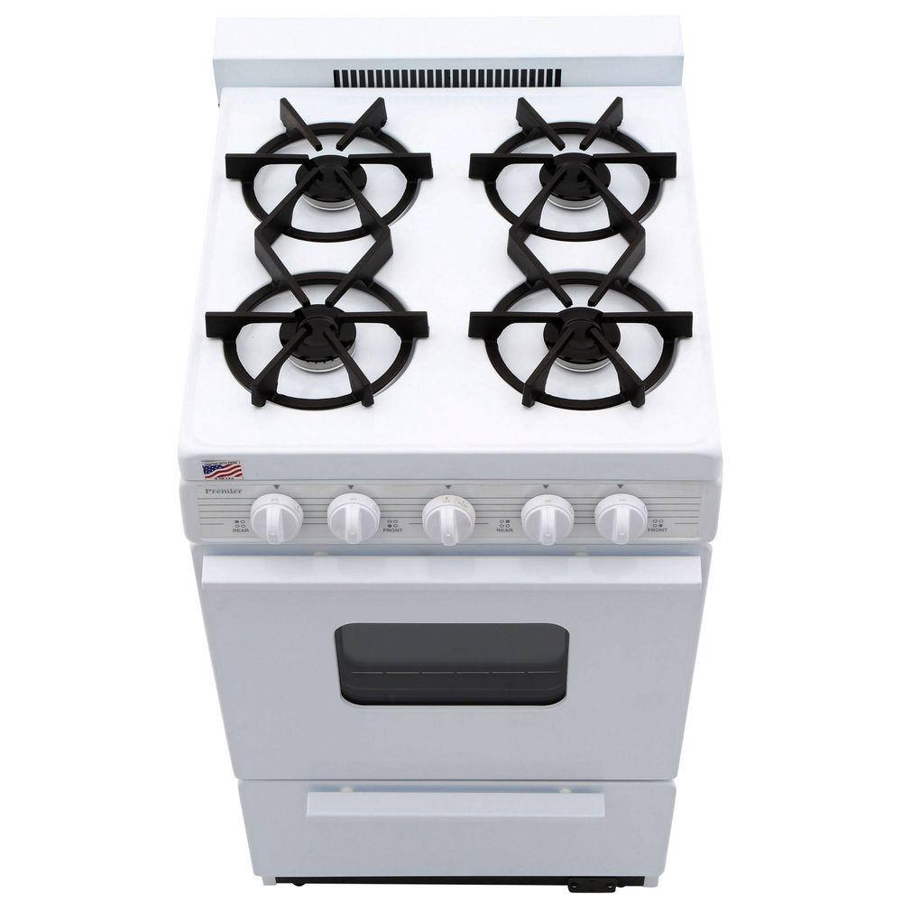 Premier 20 in. 2.42 cu. ft. Battery Spark Ignition Gas Range in White BHK5X0OP