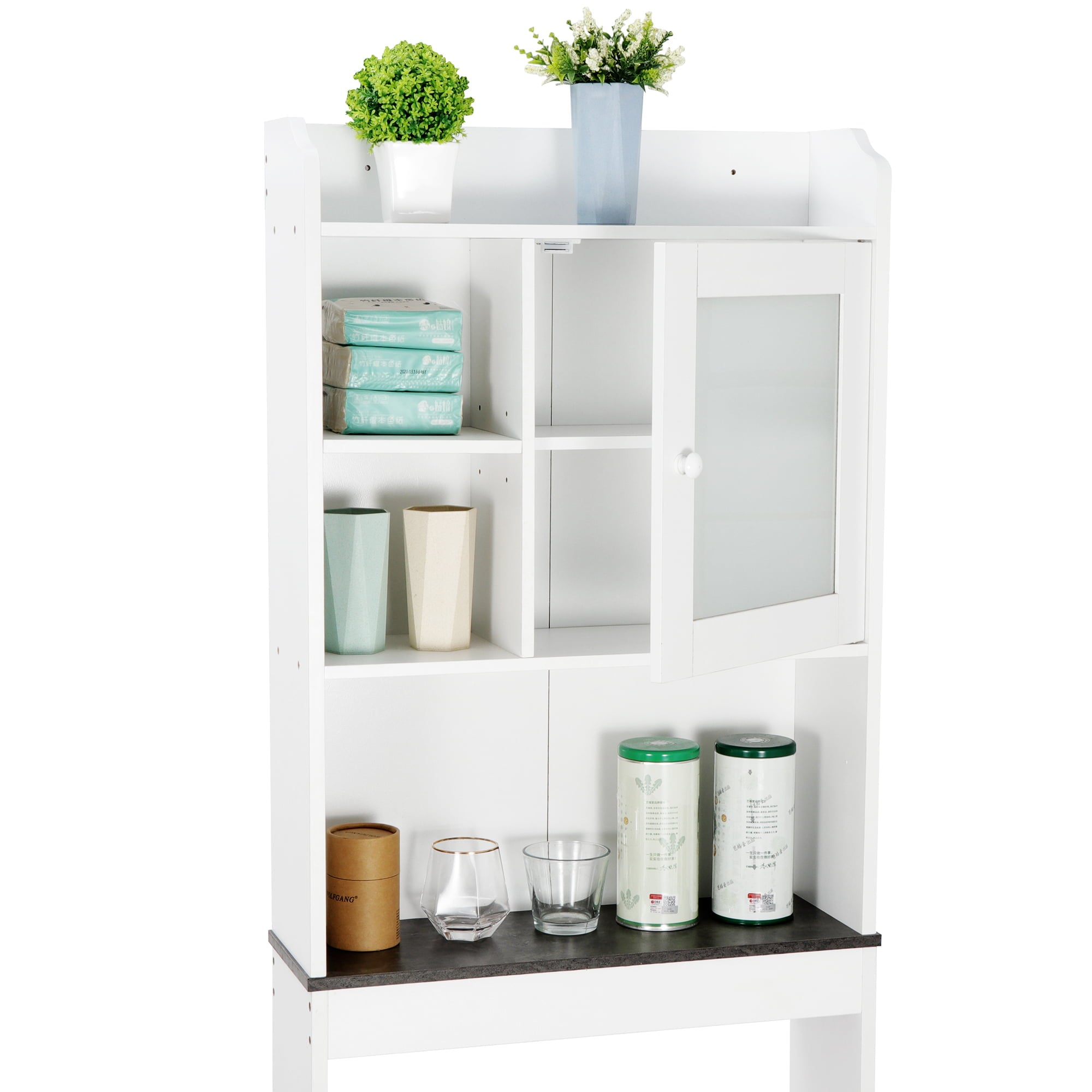 ZENSTYLE Wood Storage Cabinet Modern Over The Toilet Space Saver Home Bathroom White