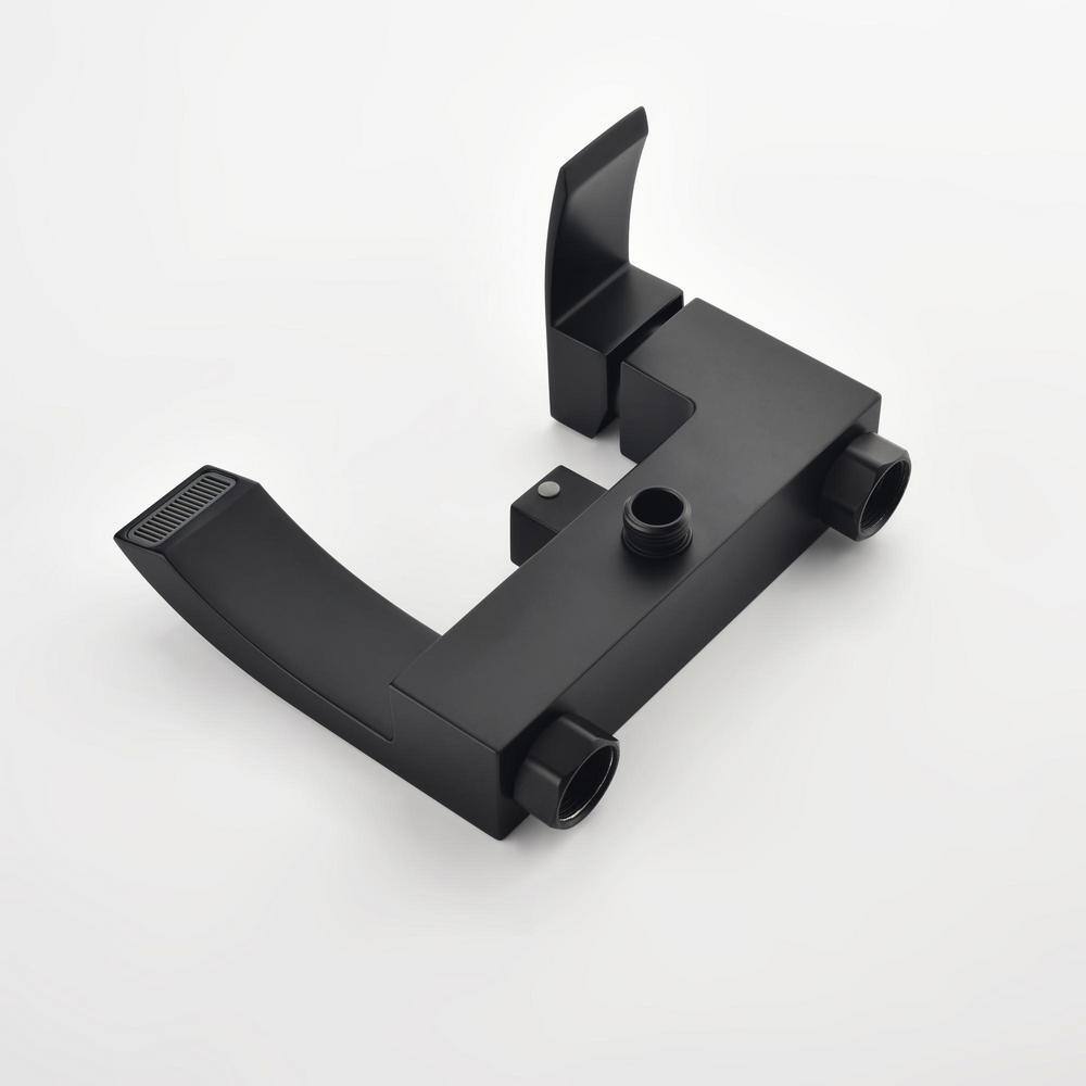 Tomfaucet Single-Handle Wall Mount Roman Tub Faucet with Hand Shower in Matte Black TFJ0016MB