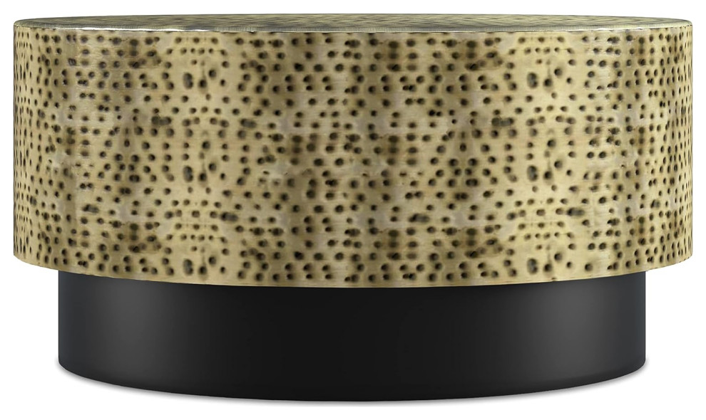 Modern Industrial Coffee Table  Unique Hammered Textured Top  Antique Gold/Black   Contemporary   Coffee Tables   by Decor Love  Houzz