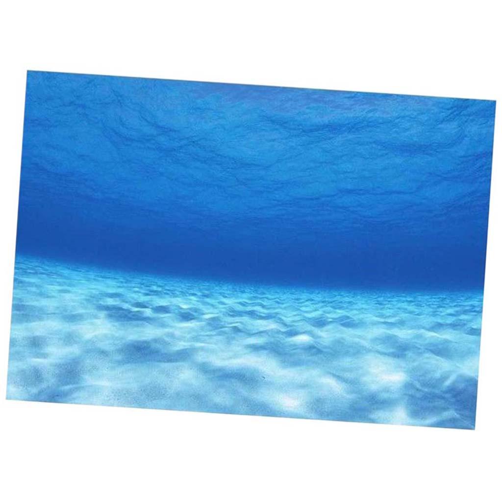 Side Decorative Aquarium Background Poster Fish Tank Backdrop Static Cling Sticker， Undersea - 122x46cm