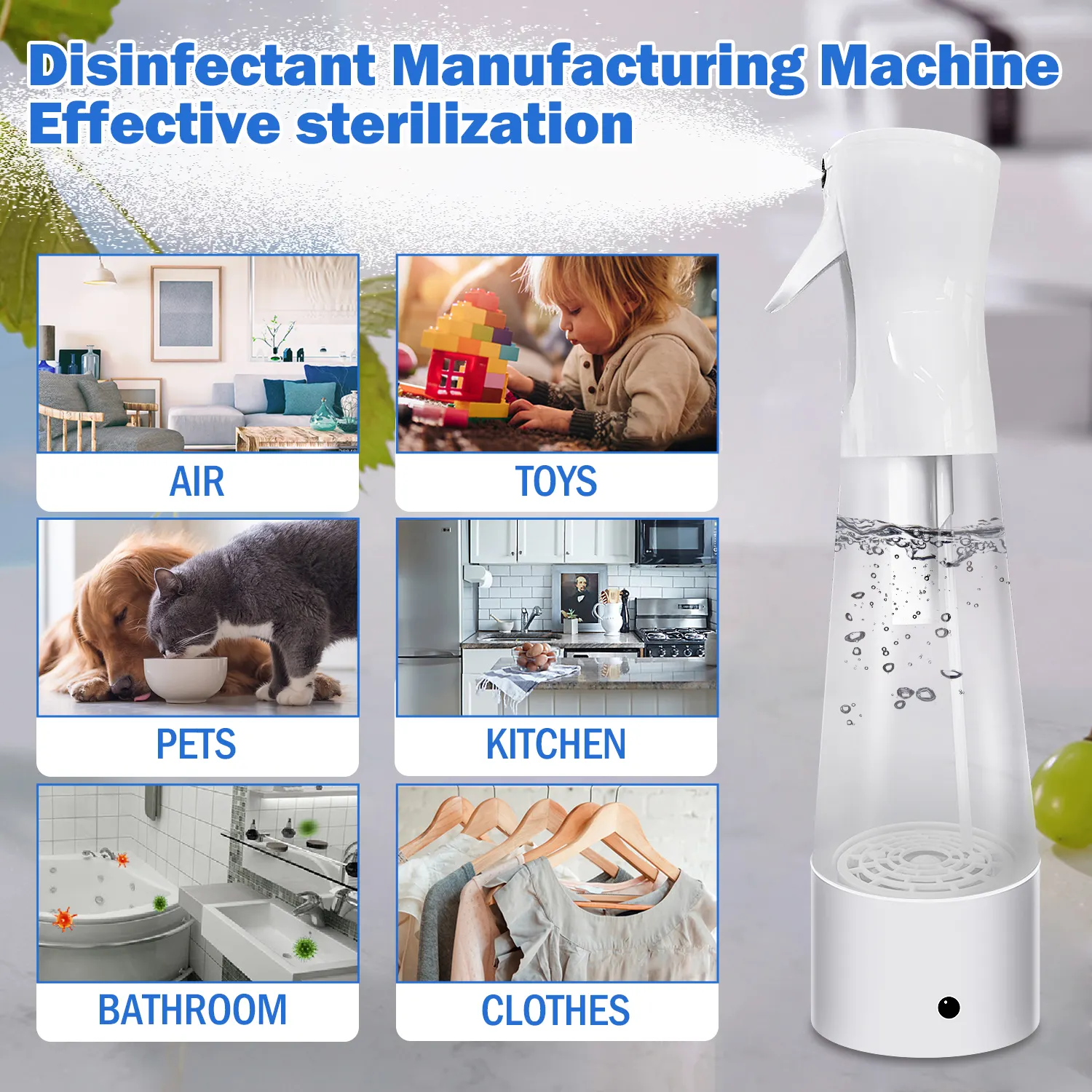 Sodium Hypochlorite Spray Electrolysis Water Hocl Sprayer Disinfectant Water Generator