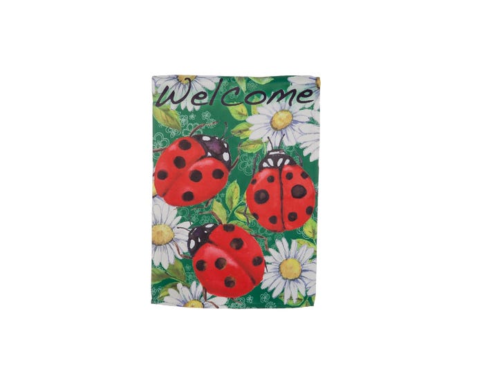 Evergreen Ladybugs On Green Garden Flag - 14S4750