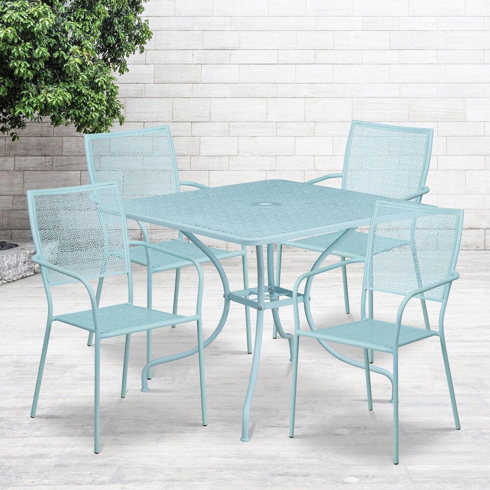 Steel 5 piece 35.5 inch Square Indoor Outdoor Dining Set