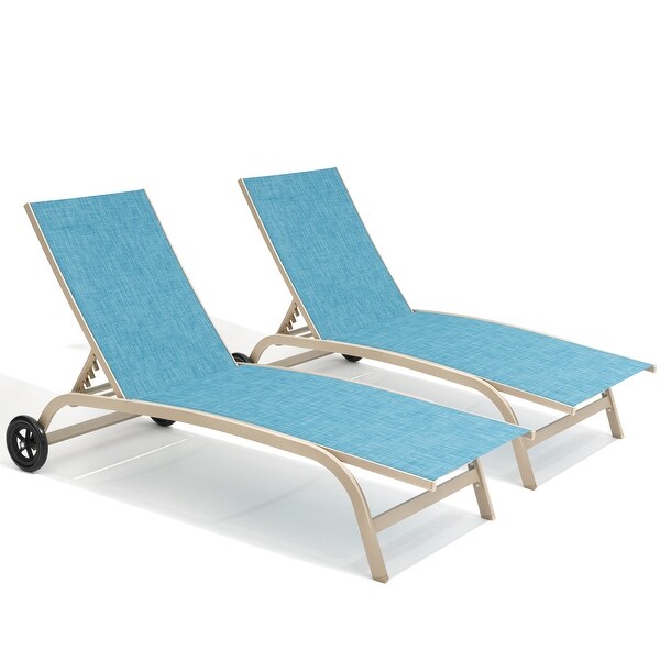 Pellebant 2PCS Outdoor Adjustable Chaise Lounge Chair with Wheels