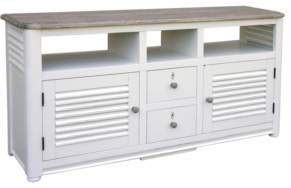 TV Console Media TRADE WINDS NEWPORT Traditional Antique Painted   Entertainment Centers And Tv Stands   by EuroLuxHome  Houzz