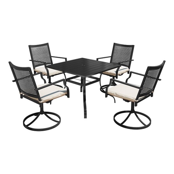 Steel square dining table with chair (set of 5)