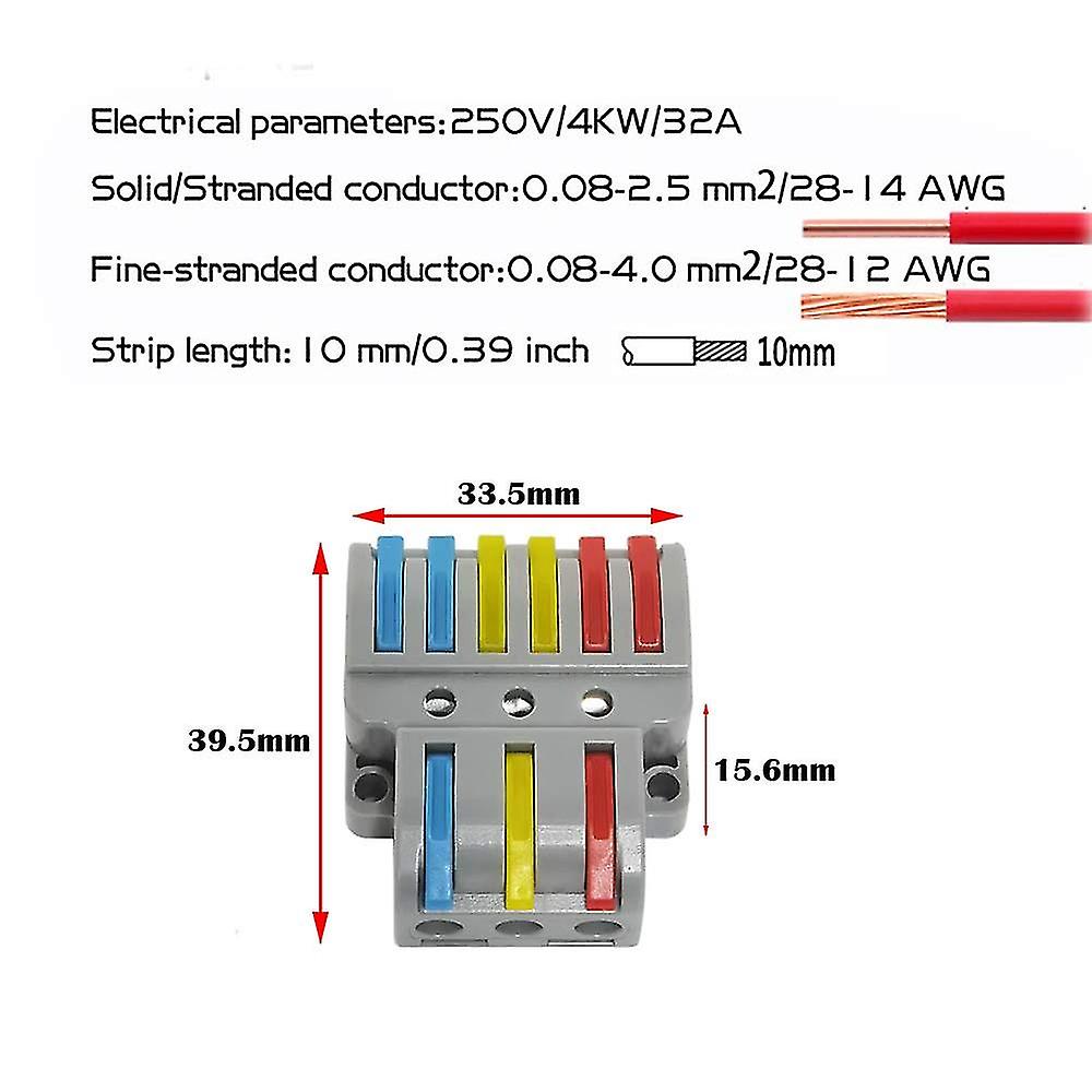 Connector， Ctricalver 6 Pcs Terl B， With Operating Lever， Automatic Connect Terl， (3 In 6 Out)