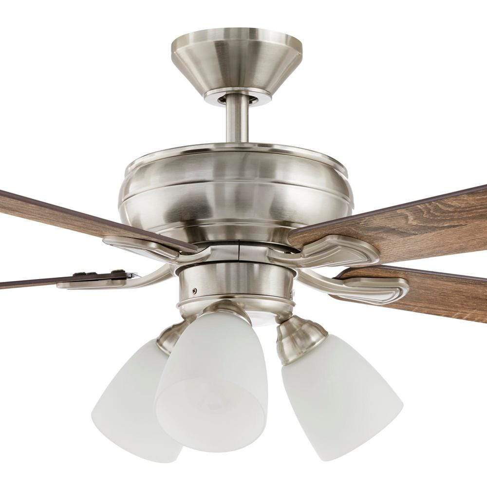 Riley 44 In. Indoor LED Brushed Nickel Ceiling Fan With Light Kit, 5 QuickInstall Reversible Blades And Remote Control