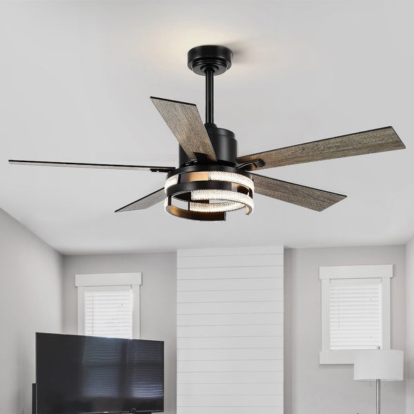 52 In LED Matte Black Ceiling Fan with Light Remote(5-blade) Shopping - The Best Deals on Ceiling Fans | 40798192