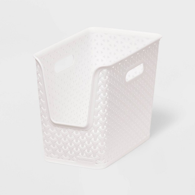 Y weave Narrow Easy Access Decorative Storage Basket White