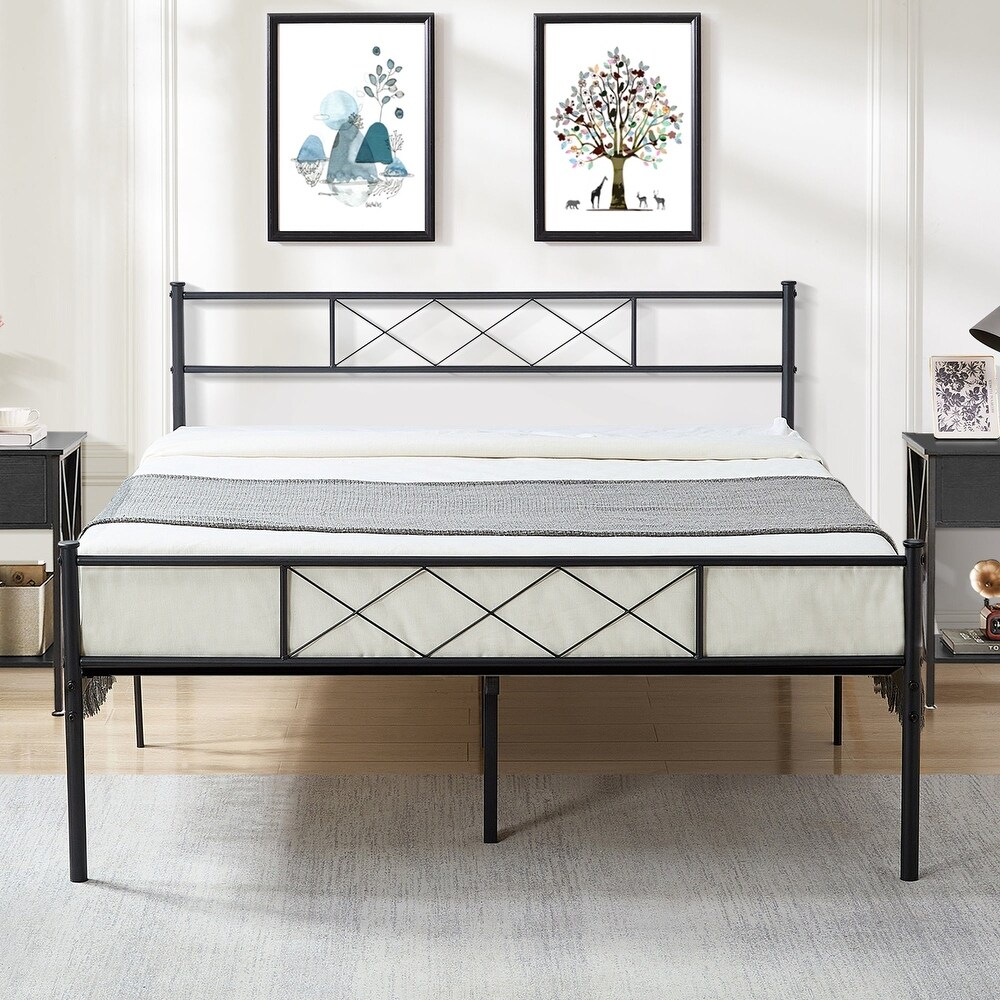 VECELO Contemporary Metal Platform Bed Frame  Student apartment Beds