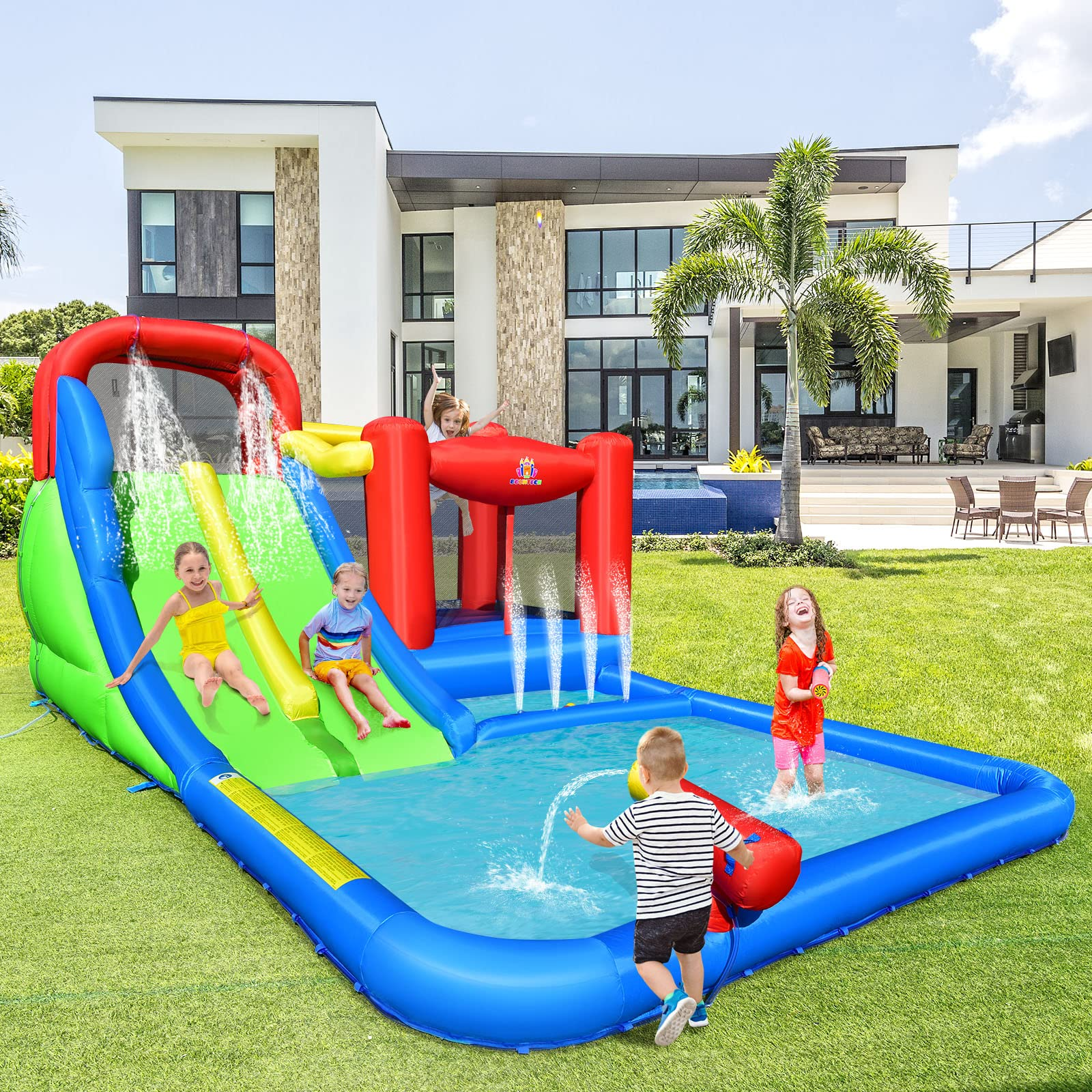 Inflatable Water Slide Park, Kids Giant Water Park Jumping Castle