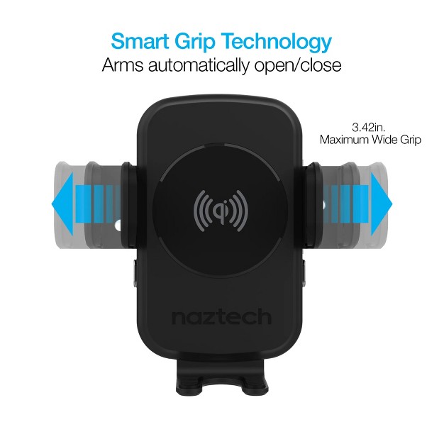 Naztech Smart Grip Wireless Charging Car Mount Black