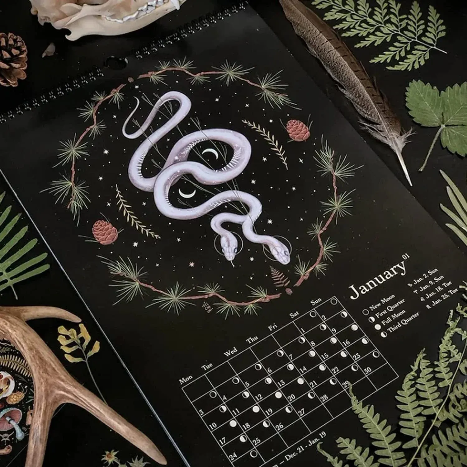 Dark Forest Lunar Calendar 2023 Wall Animal Calendars with 12 Original