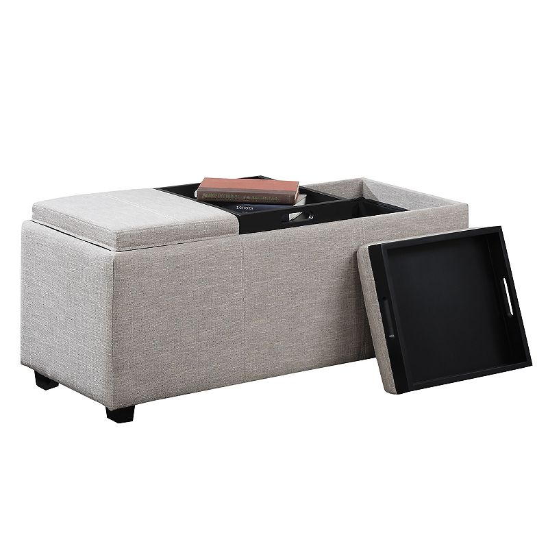 Simpli Home Avalon Rectangular Upholstered Storage Ottoman