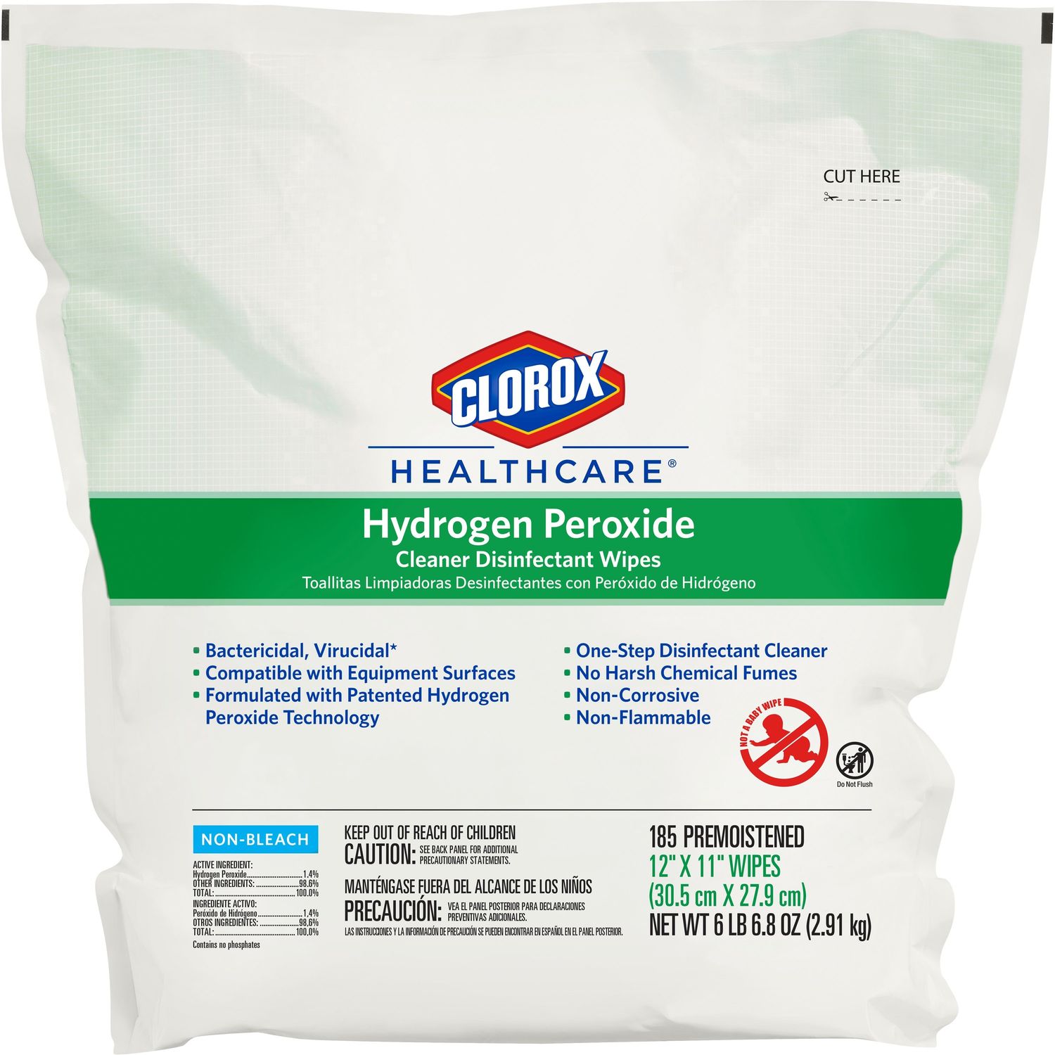 Hydrogen Peroxide Cleaner Disinfectant Wipes by The Clorox Company CLO30827