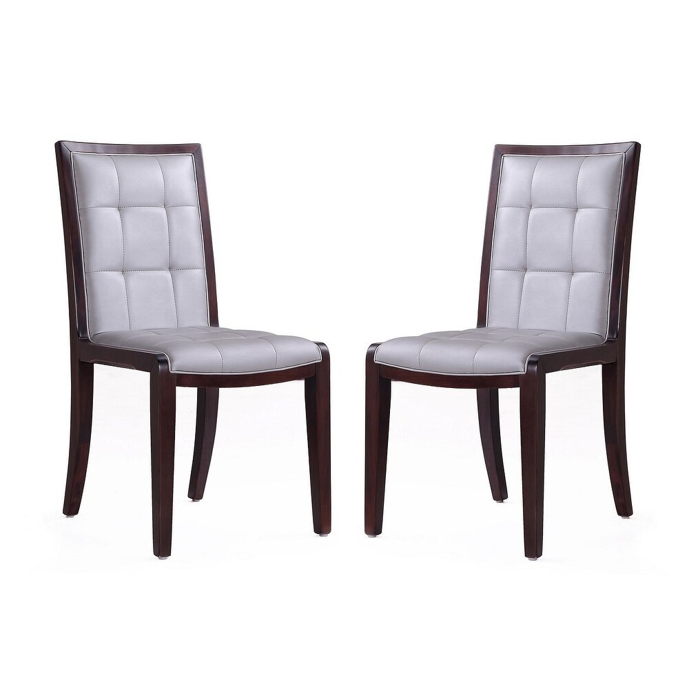 Executor Cream and Walnut Faux Leather Dining Chairs (Set of Two)