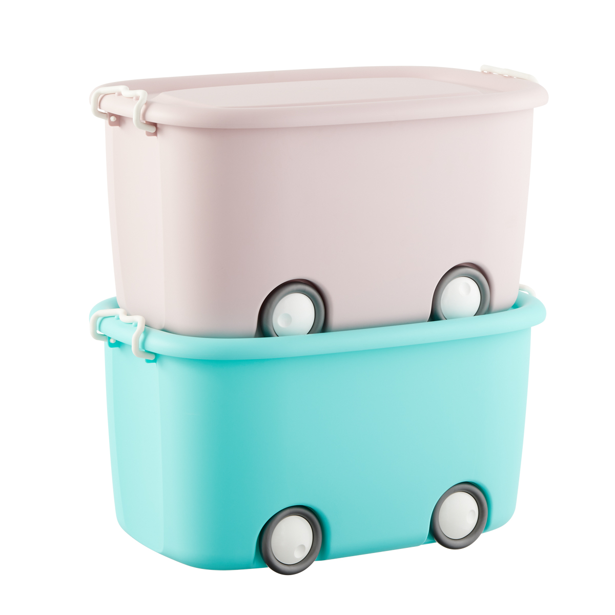 Aqua Rolling Storage Bin with Lid