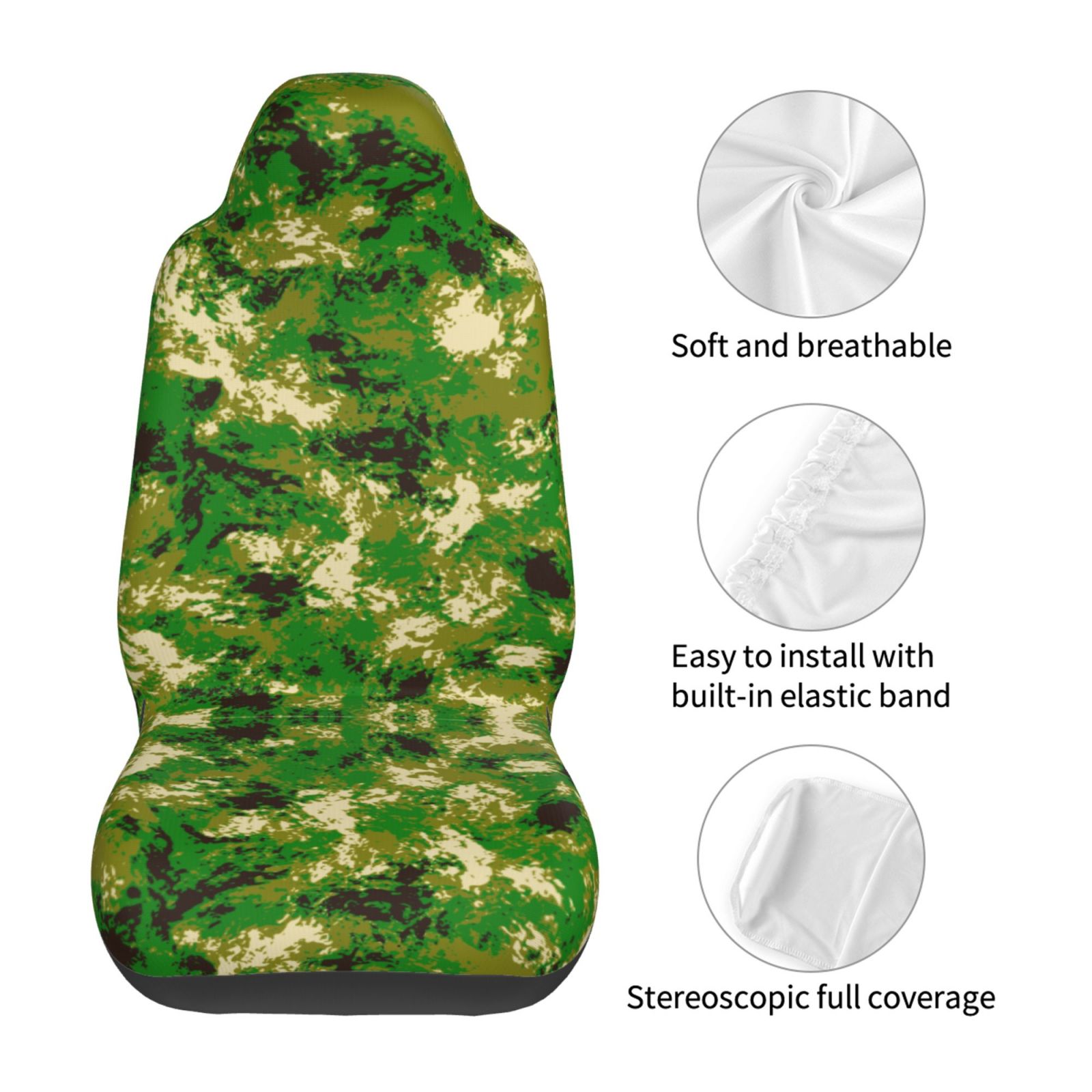 Camouflage Art Design Car Front Seat Covers Protectors ， Abstract Automotive Seat Covers for Cars Trucks Suv