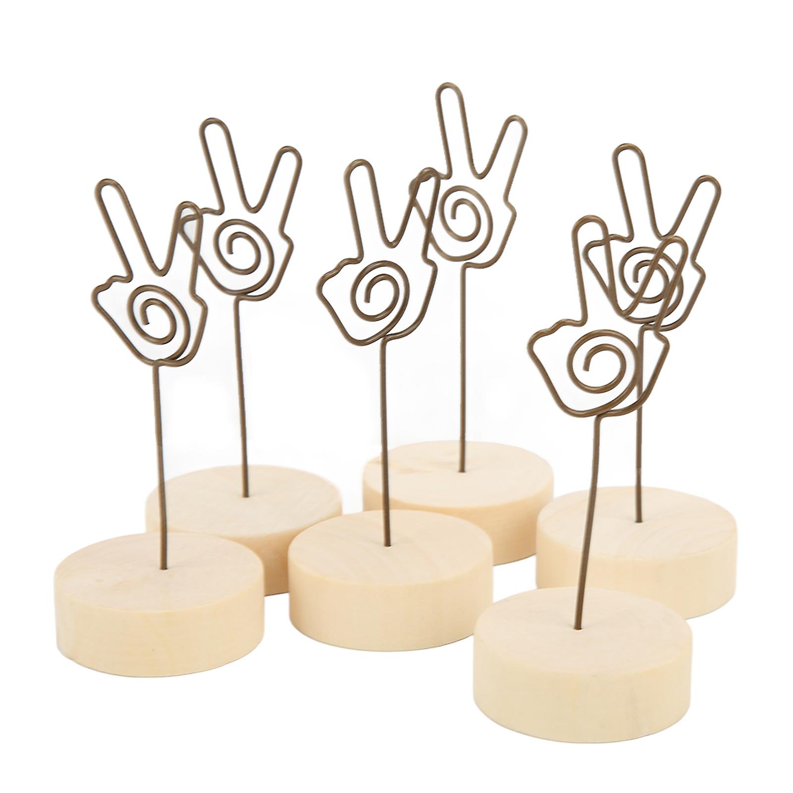 6pcs Table Number Holder Hand Signal Gesture Modeling Convenient Practical Beech Material Photo Table Clipgesture 2