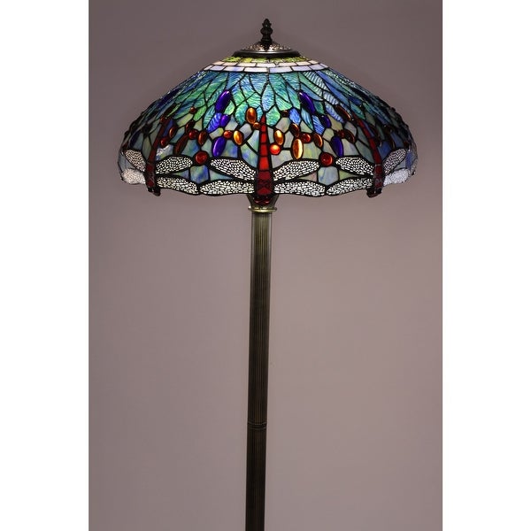 Copper Grove Simeonov -style Blue Dragonfly Floor Lamp