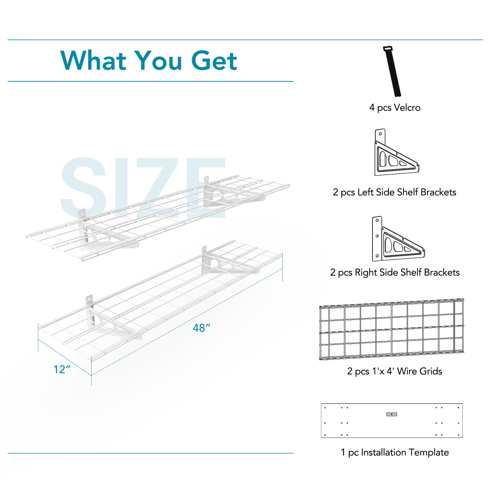 FLEXIMOUNTS 2-Pack Wall Shelf Steel Garage Shelving Storage Rack 12