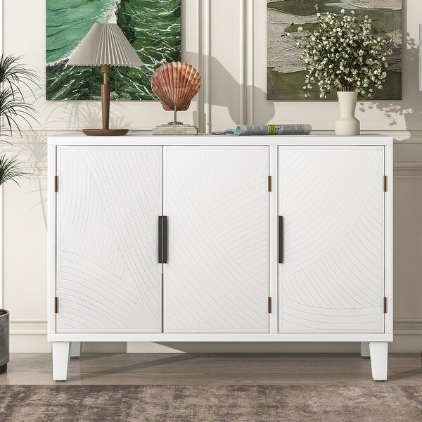 Wooden Accent Storage Cabinet Sideboard Buffet with Antique Doors