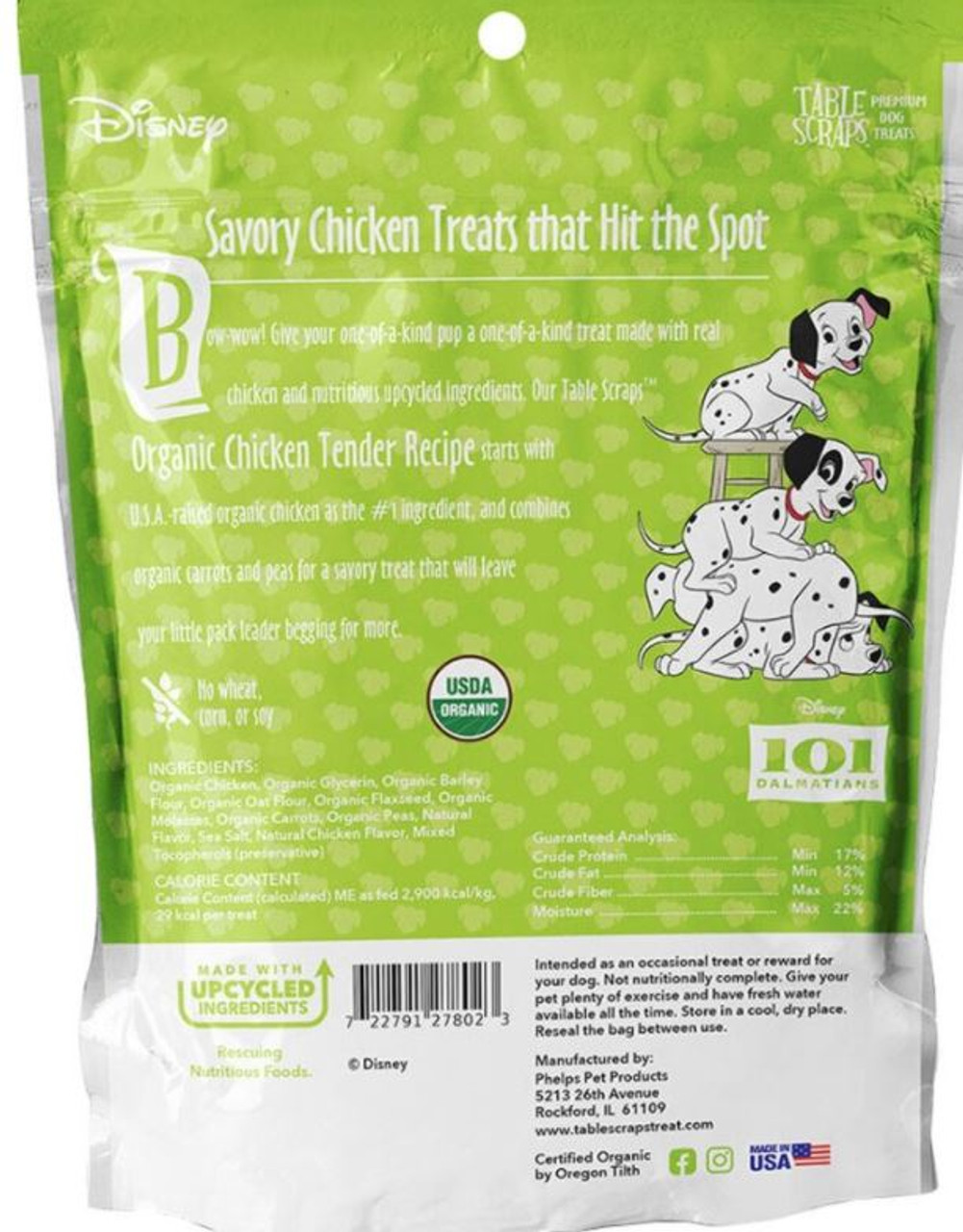 Disney 101 Dalmatians Table Scraps Premium Dog Treats， Chicken Tenders， 5oz. Bag