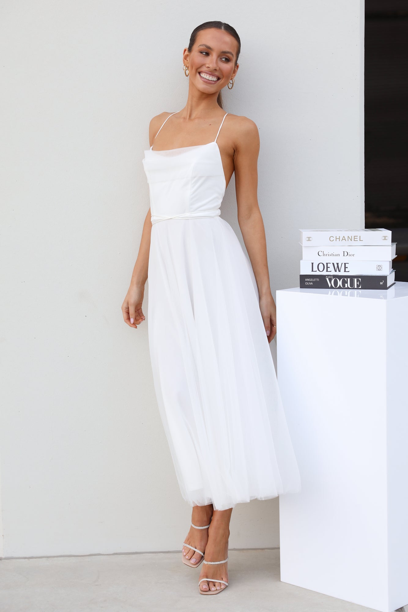 Signal My Way Midi Dress White