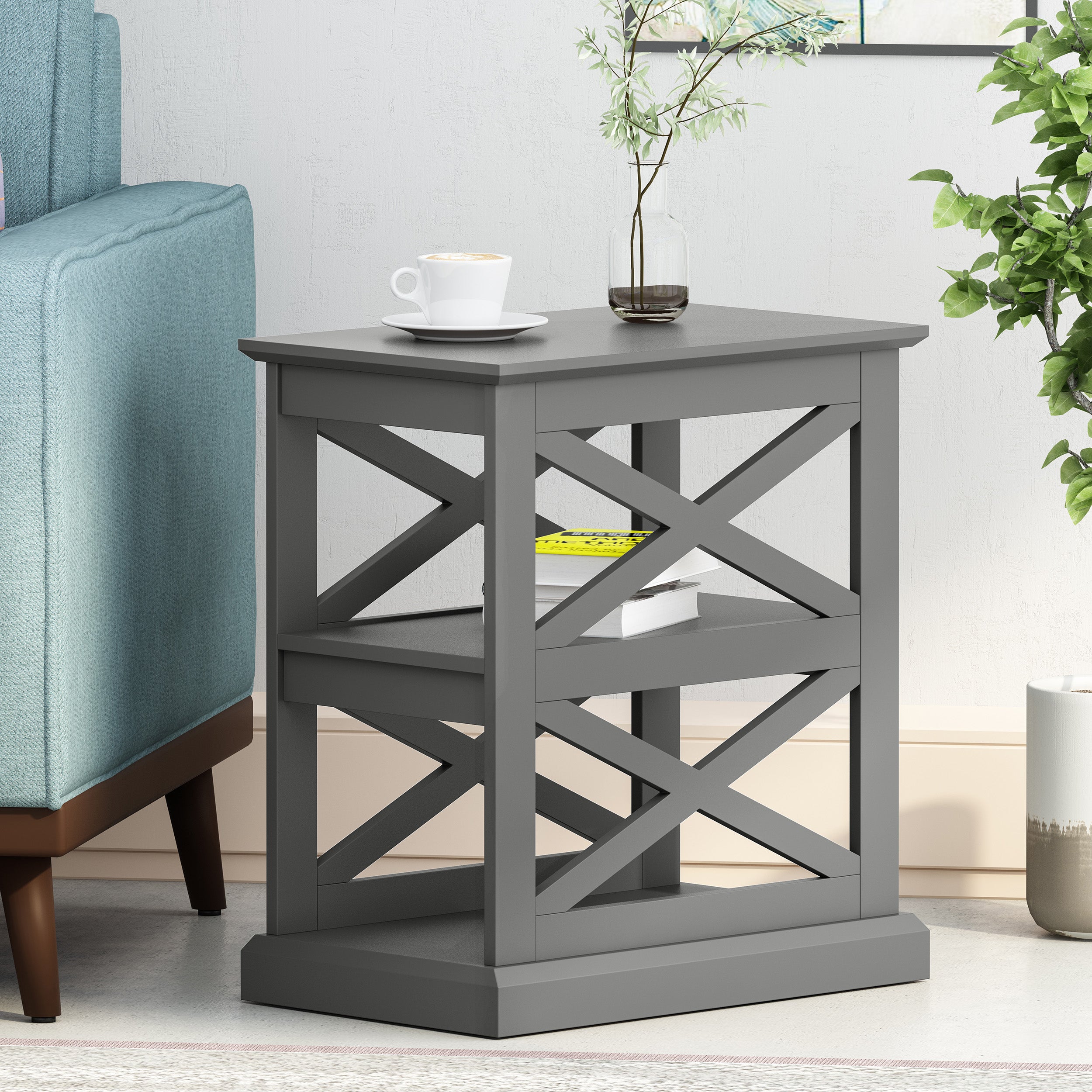 Redett Contemporary 2 Shelf Side Table