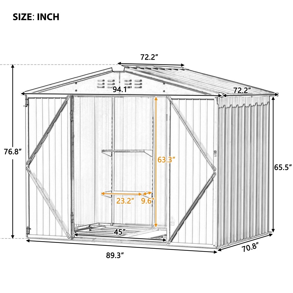 Bike Shed Garden Shed Metal Tool Storage Shed with Vents