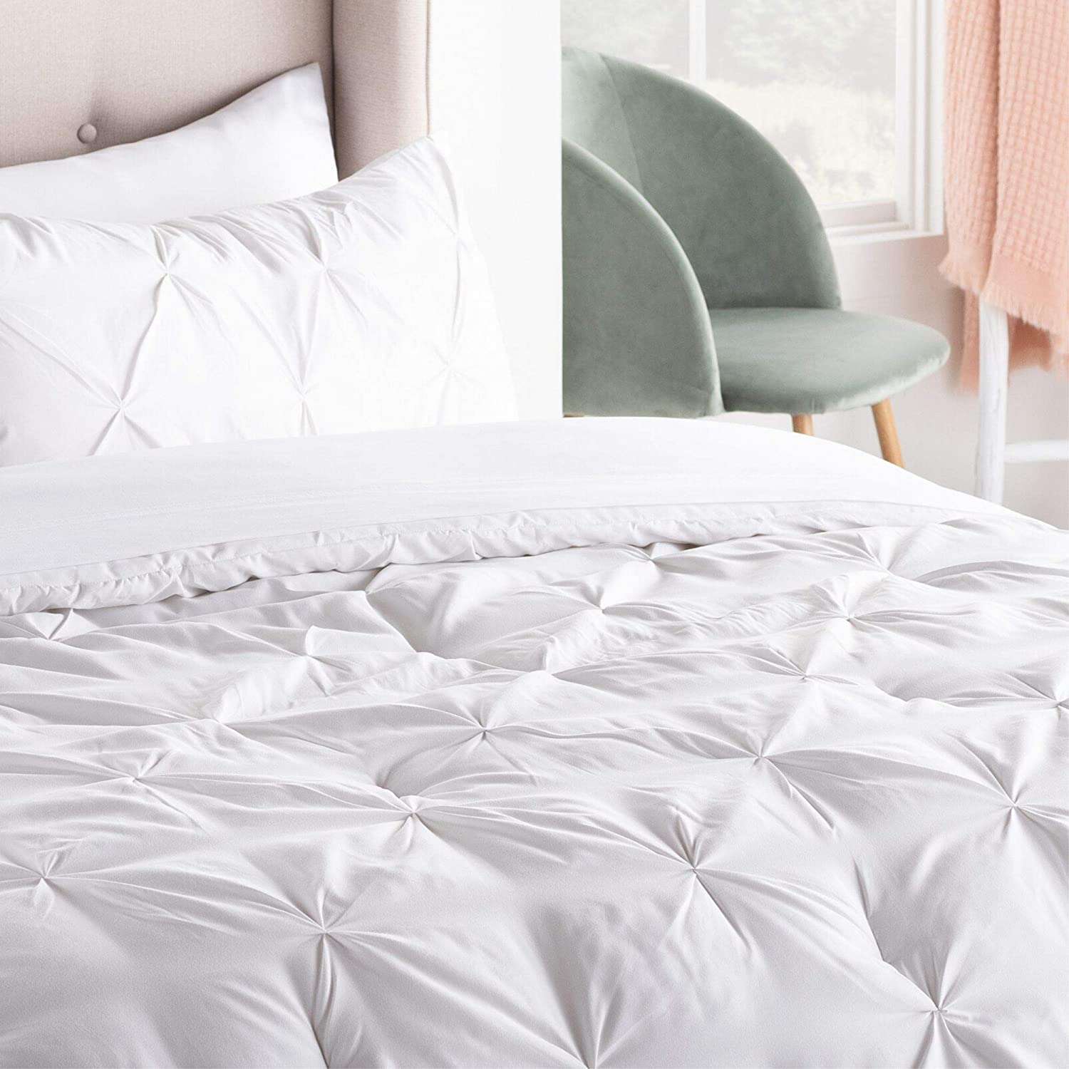 All-Season Quilted Comforter - Corner Duvet Tabs - Hypoallergenic - Plush Microfiber Fill - Machine Washable - Duvet Insert