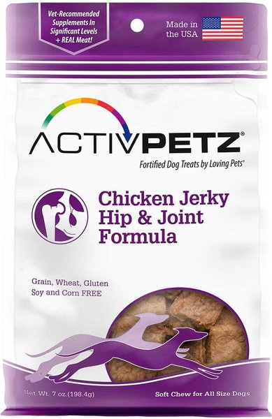 Loving Pets Activpetz Chicken Jerky Hip and Joint Dog Treat， 8-oz bag