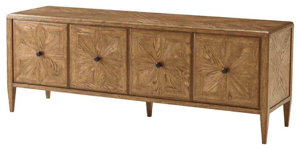 Oak Parquetry Media Cabinet Light   Transitional   Media Cabinets   by English Georgian America  Houzz