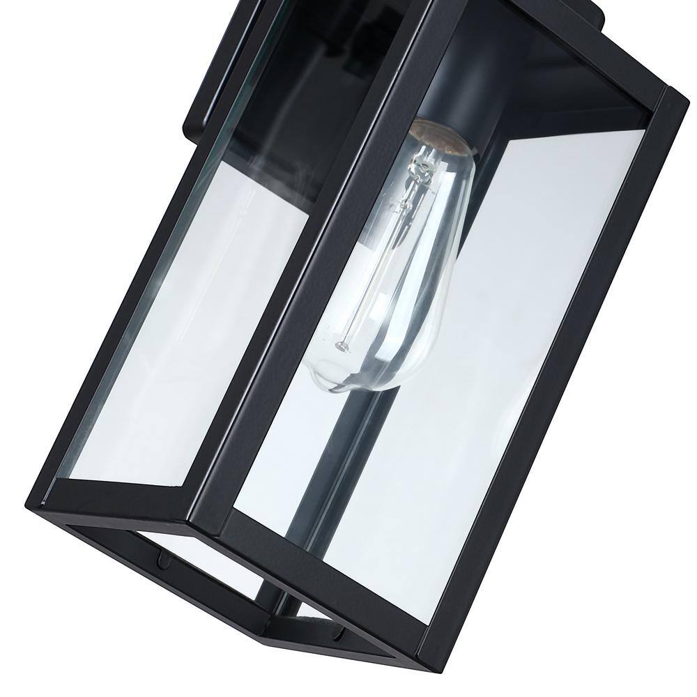 Hukoro 1-Light Matte Black Hardwired Outdoor Wall Lantern Sconces (2-Pack) NFSL01345-S