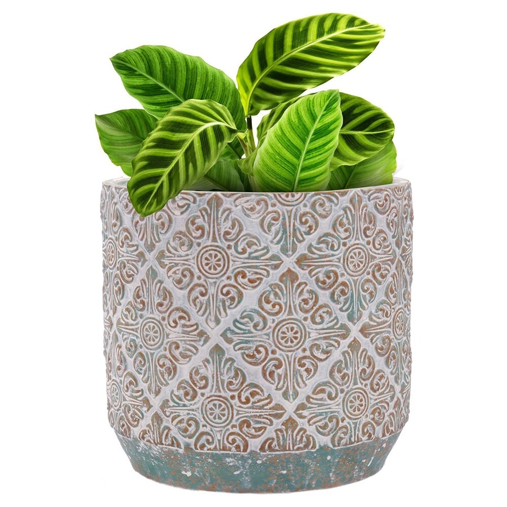 Inspirella 6.3 Inch Timeless Ceramic Round Colorful Plant Pot with Drainage   3.6