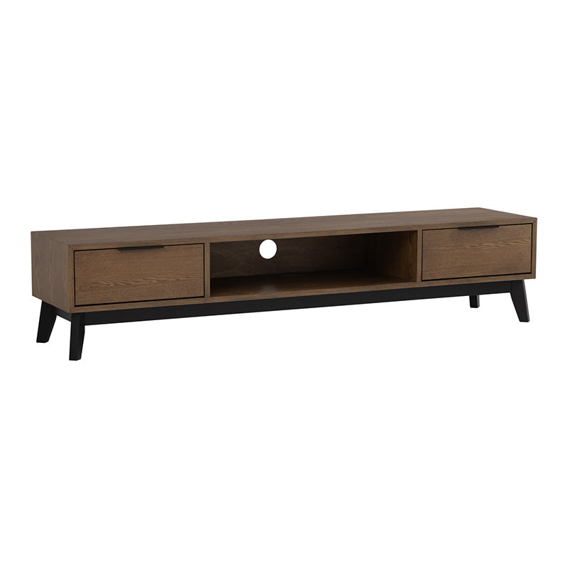 MALTON Entertainment TV Unit 180cm - Walnut & Black